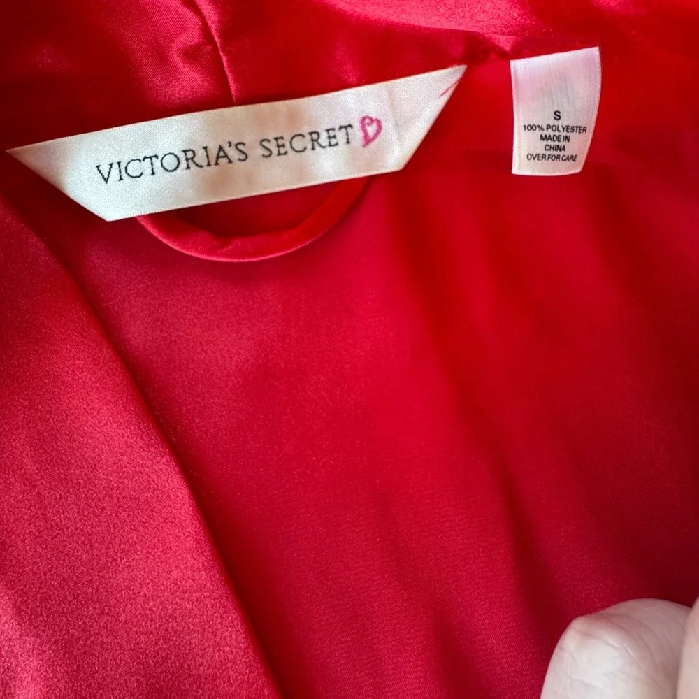 Y2K Victoria Secret Lingerie Set Women S Red Black Lace Satin Robe Slip Babydoll - Picture 7 of 16